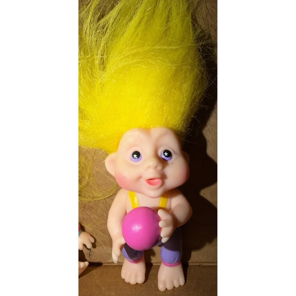 Vintage 1991 Applause Baby Troll Doll Lot of 3 Neon Outfits Blue Yellow Hair 3